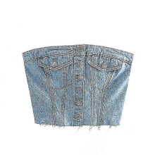 (XS, One size) Blue Crop Top Female Denim Corset Top Women Y2k Off Shoulder Sexy Tube Top Woman Party Fashion Summer Tops Streetwear