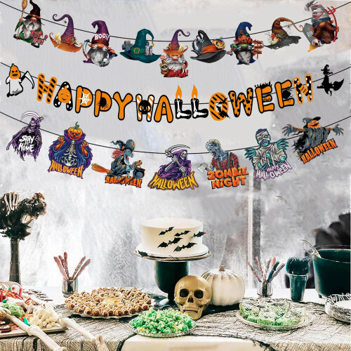 Bannière d'Halloween Décorations à Suspendre Guirlande de Sorcière 3 Pièces 1