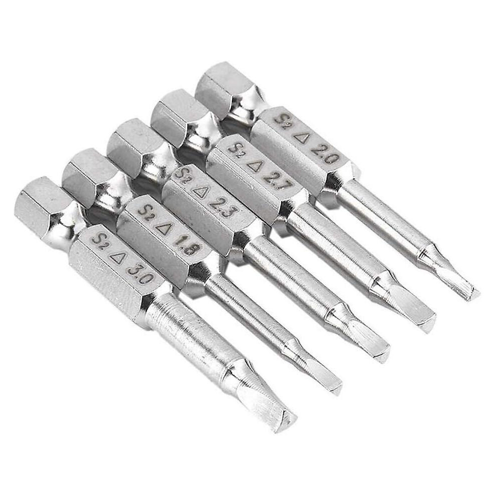 Kikidex (As Show, One Size) 5Pcs Triangle Head Magnetic Screwdriver Bits Set S2 Steel 1.8Mm, 2Mm, 2.3Mm, 2.7Mm, 3Mm, 6.35Mm Hex Shank, 50Mm Length