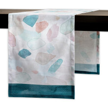 Decorative Cotton Table Runner - 183x37cm Watercolour Print for Dining Table & Kitchen Decor, Machine Washable Natural Fabric