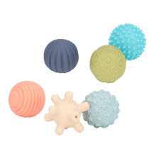 6 Stück Baby-Sinnes-Textur-Vinylkugeln Set für 6M+ Tragbar Weich Mehrfarbig