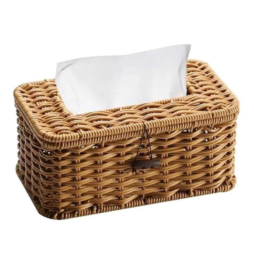 Kikidex (As Show, One Size) Rattan Rectangular Tissue Box Cover - Boho Decorative Woven Tissue Holder,Vintage Farmhouse Tissue Dispenser For Home