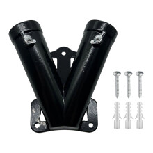 Double Hole Heavy Duty Flagpole Wall Bracket Wind-Black