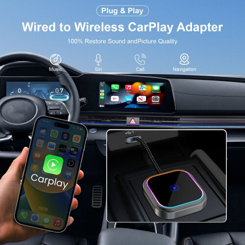 Wireless Bluetooth Car Stereo Adapter For Apple Carplay and Android Auto - USB-C 2