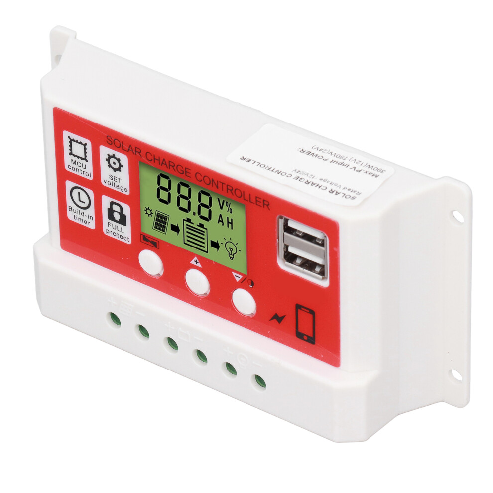 12V/24V 30A Pwm Solar Regulator Lcd Display & Dual 5V/2.5A Usb 8731357508469