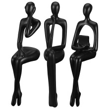 3Stk Abstrakte Statue Sitzender Harzfigur Für Wohnzimmer Büro