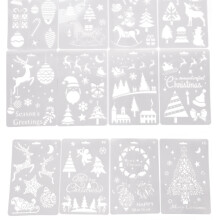 12 Pcs Christmas Painting Templates Reusable PET Stencils for