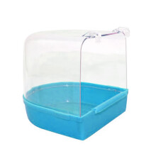 Bird Bath Box Parakeet Bathing Tub with Clear Top for-Blue