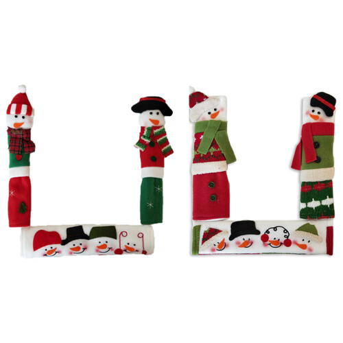 3 Pcs Christmas Fridge Handle Covers Santa Claus-B style 1