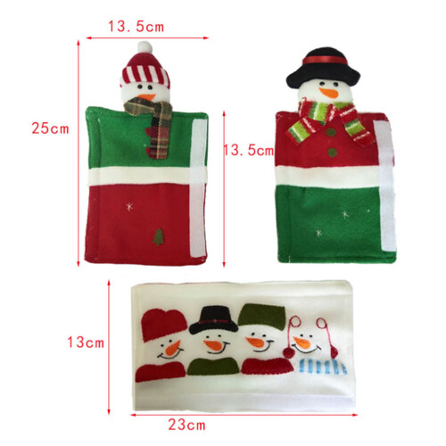 3 Pcs Christmas Fridge Handle Covers Santa Claus-A style 2