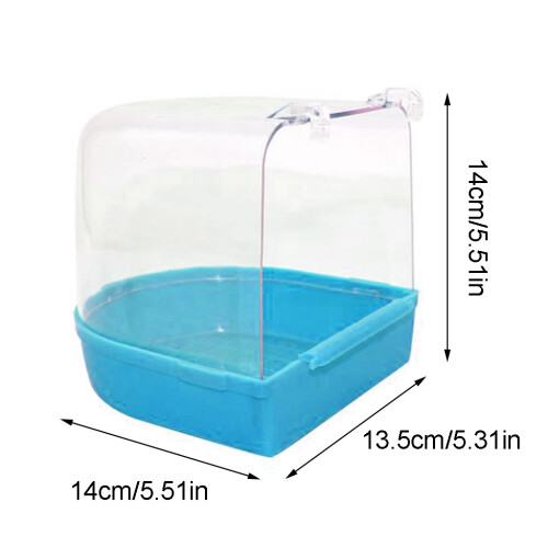 Bird Bath Box Parakeet Bathing Tub with Clear Top for-Blue 1