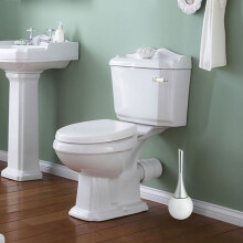 Badezimmer-Toilettenreiniger-Bürste mit Edelstahlbasis, weißer Oberfläche