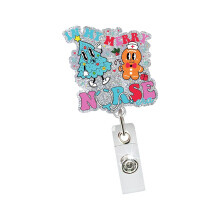 Cartoon Christmas Badge Holder with Metal Belt Clip-5