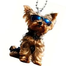 Car Dog Pendant 2D Acrylic Automotive Interior Mirror Ornament Dog Design Cute Interior Accessory for Women and Men