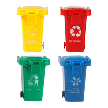 Small Trash Bin Toy, Miniature Trash Can For Dollhouse Life Scene, Wheelie Bin With Lid And Wheels, 4 Colours