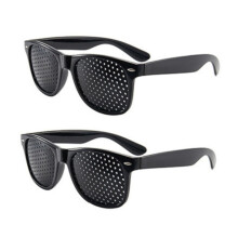 Pinhole Glasses For Eye Strain Relief Vision Correction Unisex Black Lens Anti Fatigue 2 Pack