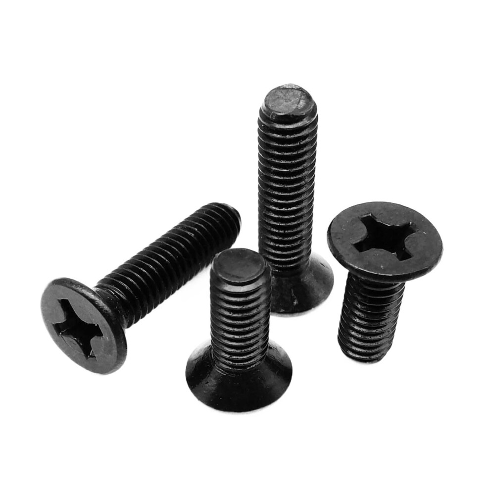 M2 M2.5 M3 M4 Cross Recessed Phillips Flat Countersunk Head Screw Bolt Black Carbon Steel 100 Pcs M2x4mm 9354506660017