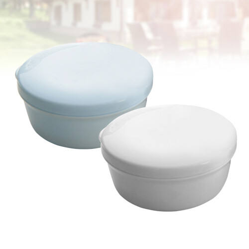 2Pcs Round Plastic Soap Box With Lid And Draining Plate 1