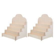 2Pcs Wood Tiered Greeting Card Display Stand For Tabletop Showcase