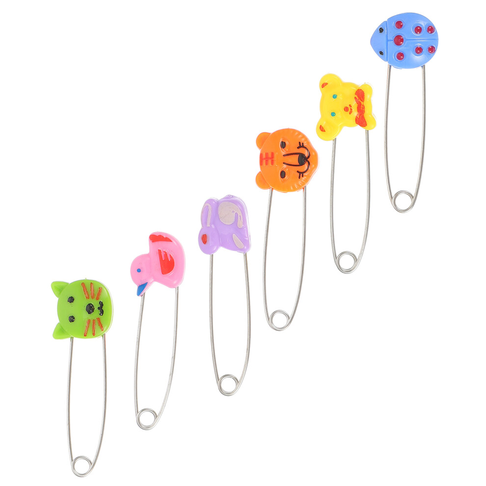 30Pcs Plastic Head Safety Pins Long Brooches Animal Baby Diaper Pin Totority