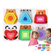 Shape Sorting Game - Solid Wood Shape Boards - Wooden Learning Toy With Sorting Board For Kindergarten Preschool Travel