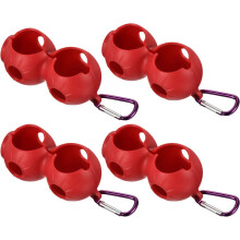 Silicone Holder for Two Golf Balls - Red Portable Carrier Sleeve with Clip for Golf Bag or Belt Accessory for Quick Access on the Course