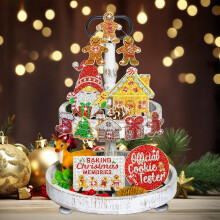 Ensemble Éblouissant de Décoration de Plateau Multi-Niveaux avec Diamants de Noël
