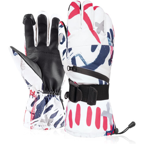 Gants de Ski ATERCEL Imperméables Écran Tactile Blanc M