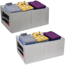 FYY Striped Drawer Organisers Clear and Stylish 2-pack White Grey (Organisateurs de tiroirs rayés clairs et élégants)
