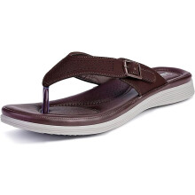 Men's Toe Post Flip Flop Sandals - Non-Slip Summer Beach Shower Shoes for Pool & Holiday Wear in Brown