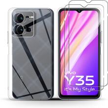 Holilo Schutz Kit für Vivo Y35, Transparentes Gehäuse und Glas