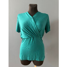 Short Sleeve Maternity Nursing Top - Comfortable Breastfeeding Blouse for Pregnancy & Postpartum Wear in Turquoise