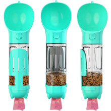 HQS Bouteille portable multifonctionnelle pour animaux de compagnie, 300ml, Turquoise