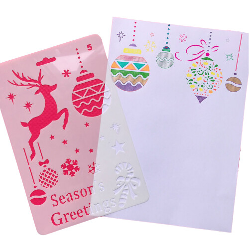 12 Pieces Christmas Stencils Reusable PET Templates for Kid 1