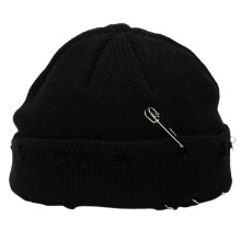 Autumn Winter Men Women Pin Rings Skullies Knitted Hat-Black