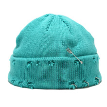 Winter Harajuku Skullies Knitted Warm Hat Hip Hop Hole-Blue