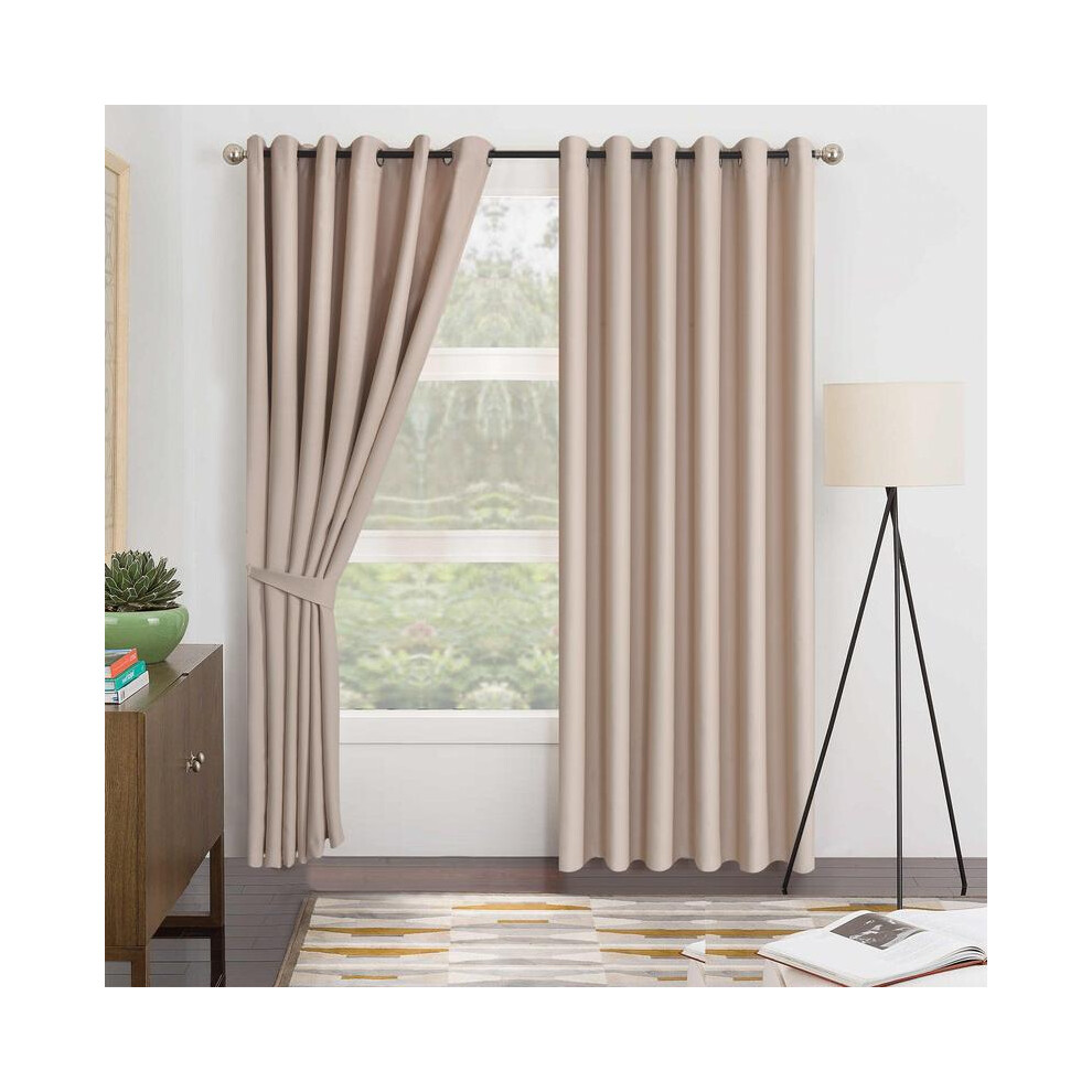 (Beige, 66" width x 72" drop (168 x 182cm)) Thermal Blackout Window Curtains with Eyelet Ring Top - Energy Efficient and Easy to Hang-image-OPC-PMPH2JF-NEW