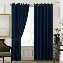 (Navy, 66" width x 72" drop (168 x 182cm)) Thermal Blackout Window Curtains with Eyelet Ring Top - Energy Efficient and Easy to Hang