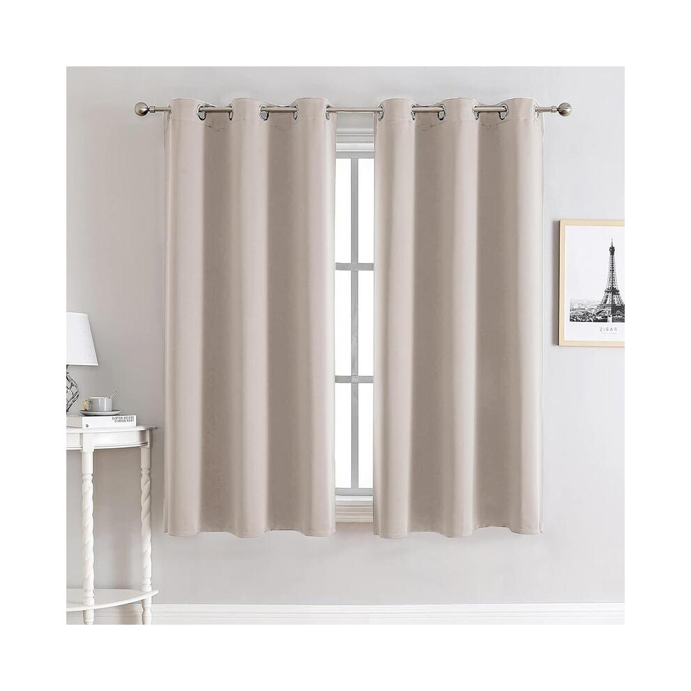 (Beige, 66 x 90) Thermal Blackout Curtains Set of 2 â Energy Saving, Noise Reducing Window Panels UK-image-OPC-PMPH2QQ-NEW