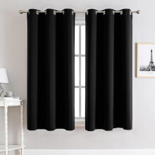 (Black, 90 x 54) Thermal Blackout Curtains Set of 2 – Energy Saving, Noise Reducing Window Panels UK