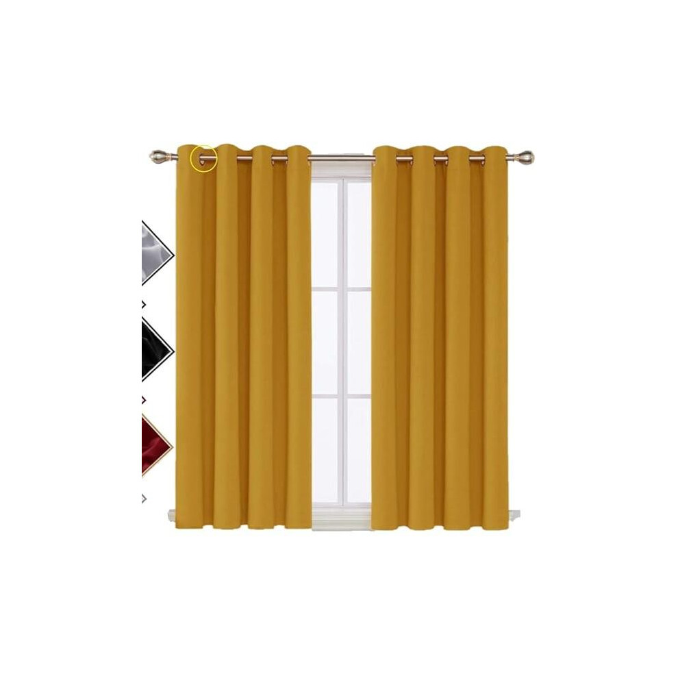 (Ochre, 46 x 72) Thermal Blackout Curtains Set of 2 â Energy Saving, Noise Reducing Window Panels UK-image-OPC-PMPH2QK-NEW