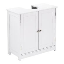 (White) Taylor & Brown Under Sink Bathroom Cabinet Storage Cupboard Organiser Free Standing Wooden Sink Storage Unit Basin with Shelf, 60cm x 30cm