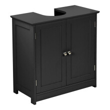 (Black) Taylor & Brown Under Sink Bathroom Cabinet Storage Cupboard Organiser Free Standing Wooden Sink Storage Unit Basin with Shelf, 60cm x 30cm