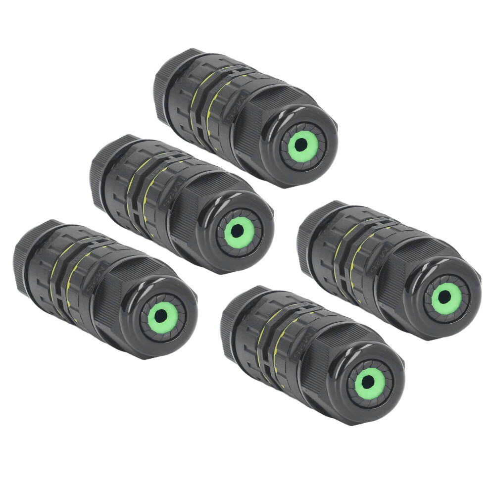 5Pcs Waterproof Junction Box Led Light M25 3 Core Wire Connector, Ip68, 9-12Mm 9461357523849