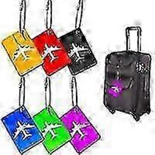 Rectangular Luggage Tags Set of 6, Suitcase ID Travel Labels
