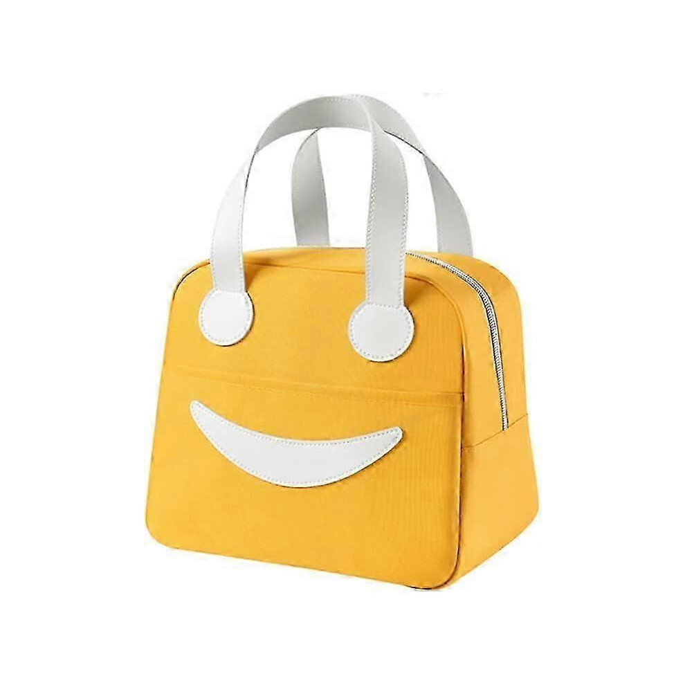 Mini Portable Lunch Bag Yellow, Insulated Picnic Cooler with Ice Pack