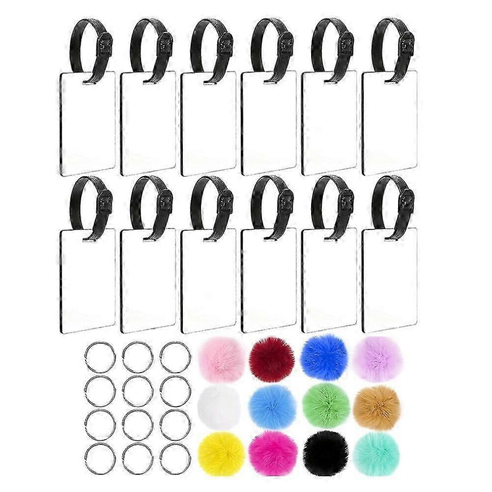 Blank Sublimation Luggage Tags, Double Sided MDF Labels 48 Pieces