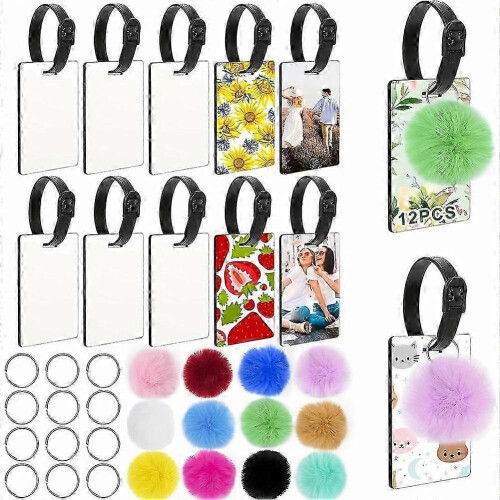 Blank Sublimation Luggage Tags, Double Sided MDF Labels 48 Pieces 2