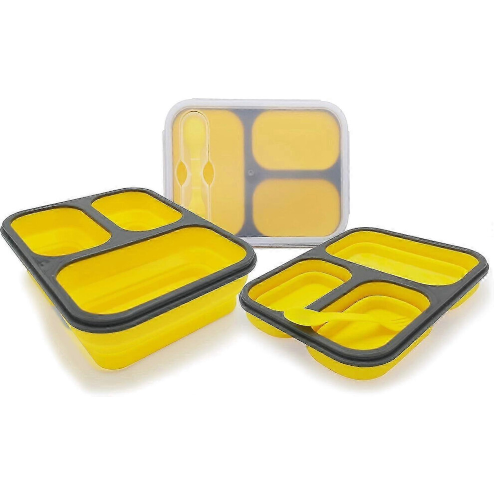 Collapsible Bento Box 1 Piece, Foldable BPA Free with Fork Lid