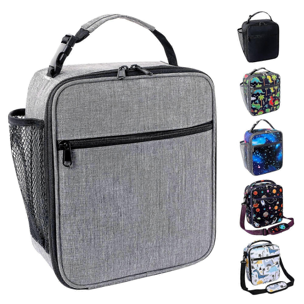 Insulated Lunch Bag Portable Picnic Work Food Cooler Grey